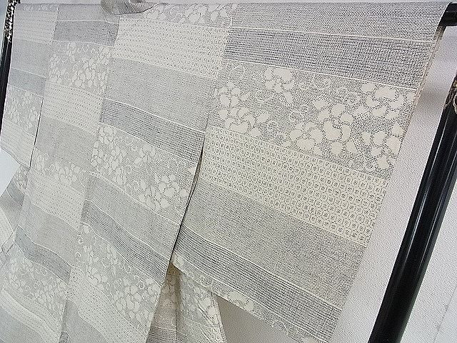 平和屋本店■極上　本場結城紬　重要無形文化財　単衣　100亀甲　花唐草横段文　逸品　未使用　DZAA0605kh4 - 平和屋