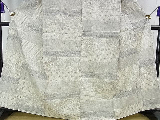 平和屋本店■極上　本場結城紬　重要無形文化財　単衣　100亀甲　花唐草横段文　逸品　未使用　DZAA0605kh4 - 平和屋