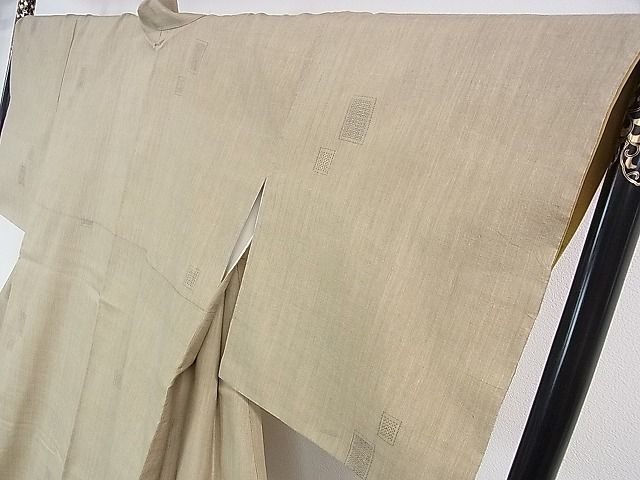 平和屋本店■希少　本場結城紬　重要無形文化財　野村半平　100亀甲　飛び亀甲柄　色紙文　白橡色地　証紙付き　逸品　DZAA1021kh4 - 平和屋