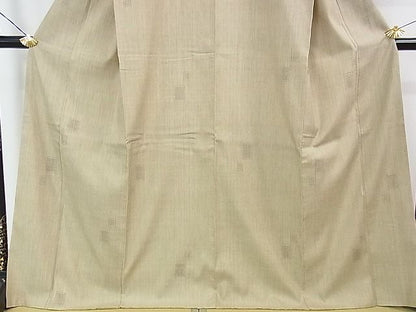 平和屋本店■希少　本場結城紬　重要無形文化財　野村半平　100亀甲　飛び亀甲柄　色紙文　白橡色地　証紙付き　逸品　DZAA1021kh4 - 平和屋