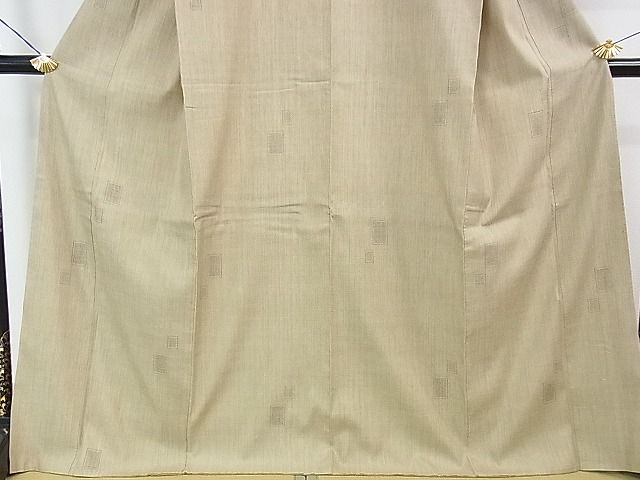 平和屋本店■希少　本場結城紬　重要無形文化財　野村半平　100亀甲　飛び亀甲柄　色紙文　白橡色地　証紙付き　逸品　DZAA1021kh4 - 平和屋