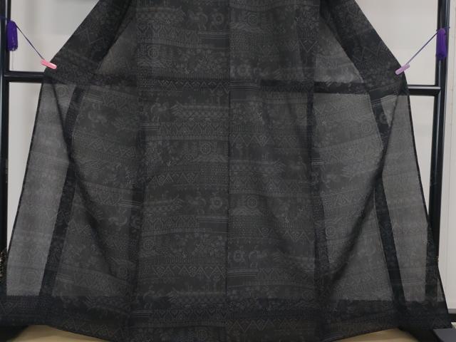 平和屋本店■極上　夏物　夏ちぢみ　100亀甲　人物獣吉祥文　反端付き　逸品　未使用　DZAA2525kh5 - 平和屋