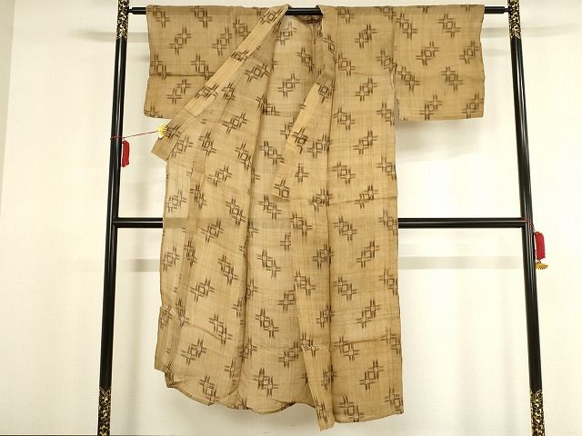 平和屋本店■極上　夏物　芭蕉布　手積み芭蕉糸100％　十字絣　逸品　KAAA1646kk4 - 平和屋