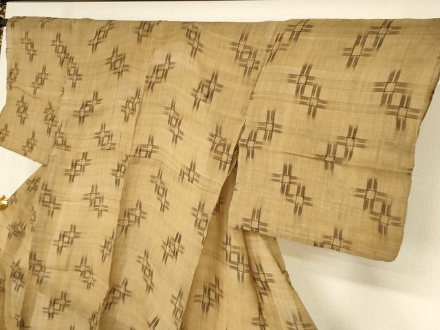 平和屋本店■極上　夏物　芭蕉布　手積み芭蕉糸100％　十字絣　逸品　KAAA1646kk4 - 平和屋