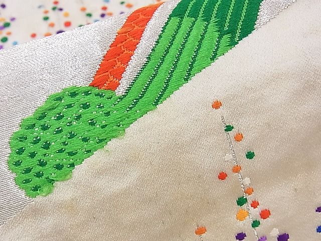 平和屋着物■六通柄袋帯 唐織 流淋 銀糸 逸品 n-ds1087