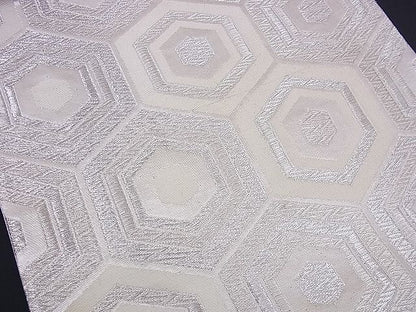 平和屋着物■六通柄袋帯 唐織 子持ち亀甲文 銀糸 逸品 n-ds1127