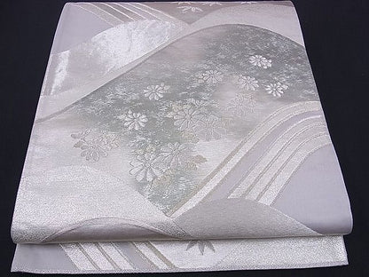 平和屋着物■西陣 六通柄袋帯 流水草花文 金銀糸 逸品 n-ds1130
