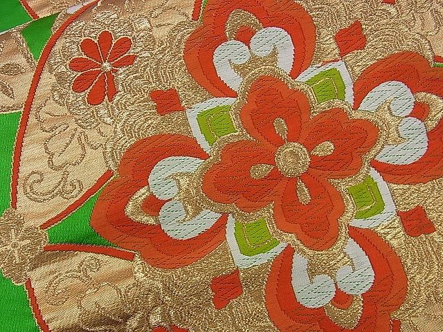 平和屋着物■六通柄袋帯 唐織 舞蝶花菱丸文 金糸 逸品 n-ds1156