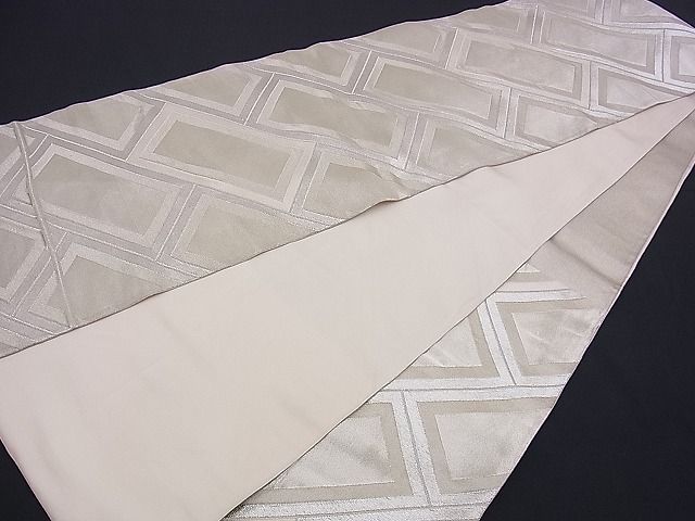 平和屋着物■六通柄袋帯 唐織 ふくれ織 檜垣文 銀糸 逸品 n-ds1157