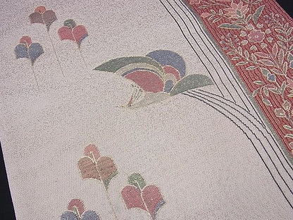 平和屋着物■六通柄袋帯 花鳥間道 金銀糸 逸品 n-ds1216
