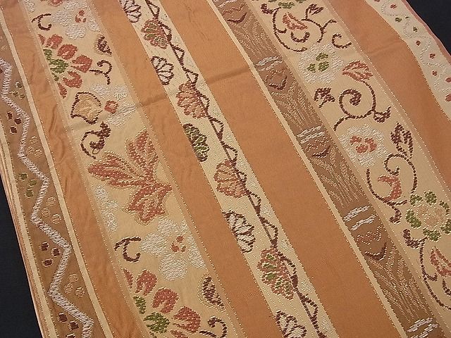 平和屋着物■六通柄袋帯 花唐草間道 金糸 逸品 n-ds1231