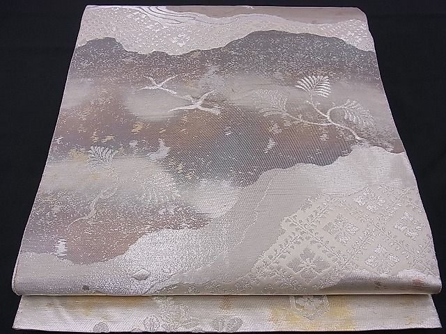 平和屋着物■六通柄袋帯 道長几帳草葉文 金銀彩 逸品 n-ds1278