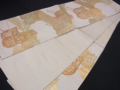 平和屋着物■六通柄袋帯 立波御所車文 金銀糸 逸品 n-ds1282