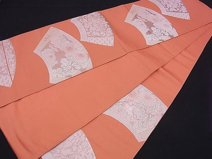 平和屋着物■六通柄袋帯 唐織 地紙吉祥花文 銀糸 逸品 n-ds1602
