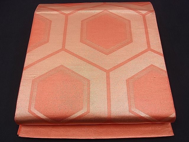平和屋着物■六通柄袋帯 子持ち亀甲 金糸 逸品 n-ds1607