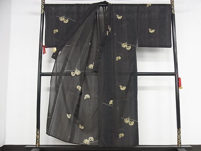 平和屋本店■極上　夏物　男性　小紋　23区　髑髏　蜘蛛　洗える着物　逸品　KAAA1291kk4 - 平和屋