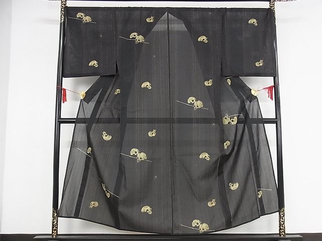 平和屋本店■極上　夏物　男性　小紋　23区　髑髏　蜘蛛　洗える着物　逸品　KAAA1291kk4 - 平和屋