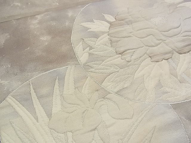 平和屋着物■六通太鼓柄袋帯 ふくれ織 花丸文 銀糸 逸品 n-my0226