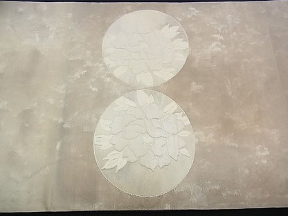 平和屋着物■六通太鼓柄袋帯 ふくれ織 花丸文 銀糸 逸品 n-my0226