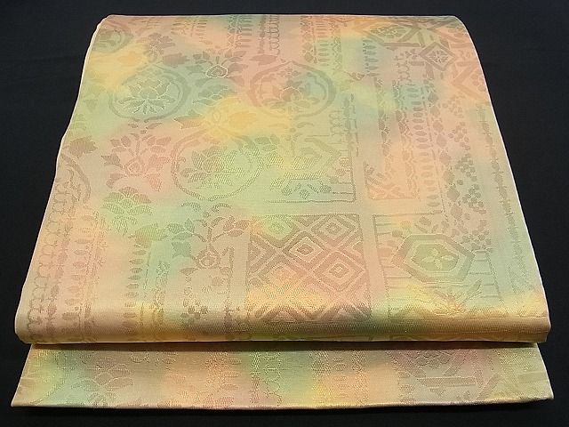 平和屋着物■六通柄袋帯 吉祥花唐草文 金糸 逸品 n-my0262