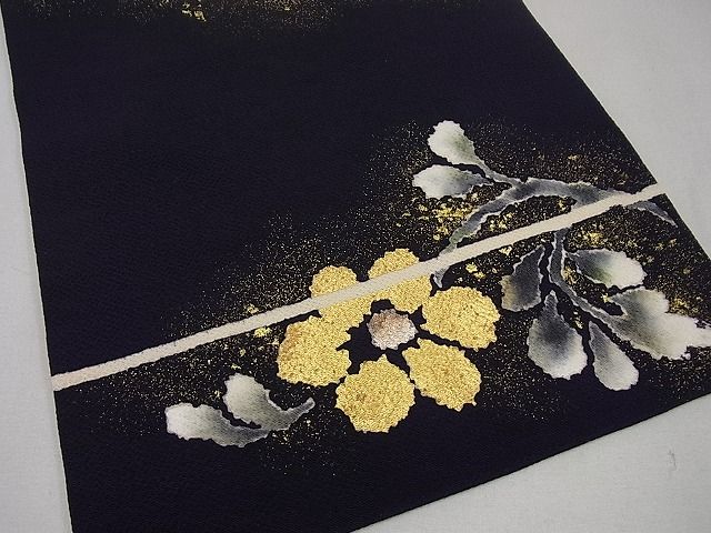 平和屋本店●極上　浦野理一　九寸名古屋帯　花尽くし　金彩　鬼しぼ縮緬　逸品3s986