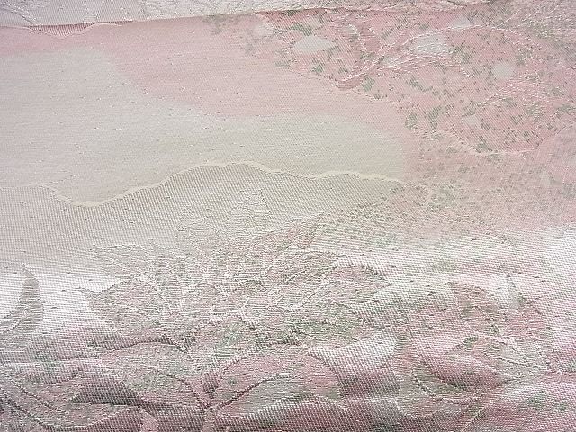 平和屋着物■六通柄袋帯 道長更紗花唐草文 銀糸 逸品 n-rm0121