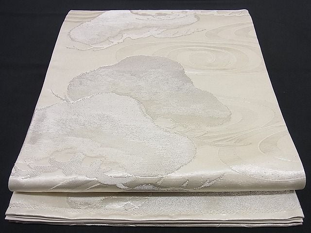 平和屋着物■六通柄袋帯 花松文 銀糸 逸品 n-rm0122