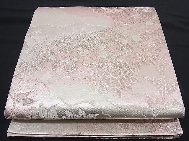 平和屋着物■六通柄袋帯 道長更紗花唐草文 銀糸 逸品 n-rm0121