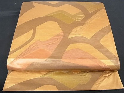 平和屋着物■六通柄袋帯 ふくれ織 石畳文 金糸 逸品 zy0325