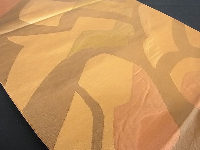 平和屋着物■六通柄袋帯 ふくれ織 石畳文 金糸 逸品 zy0325