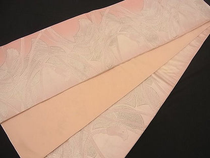 平和屋着物■六通柄袋帯 唐織 扇面結び紐文 銀糸 逸品 n-bj0550
