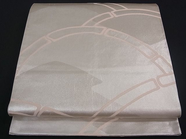 平和屋着物■六通柄袋帯 本手織 吉祥文様 銀糸 逸品 by0447