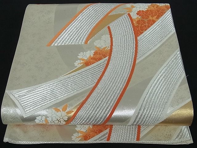 平和屋着物■六通柄袋帯 舞花文 金銀糸 逸品 by0508