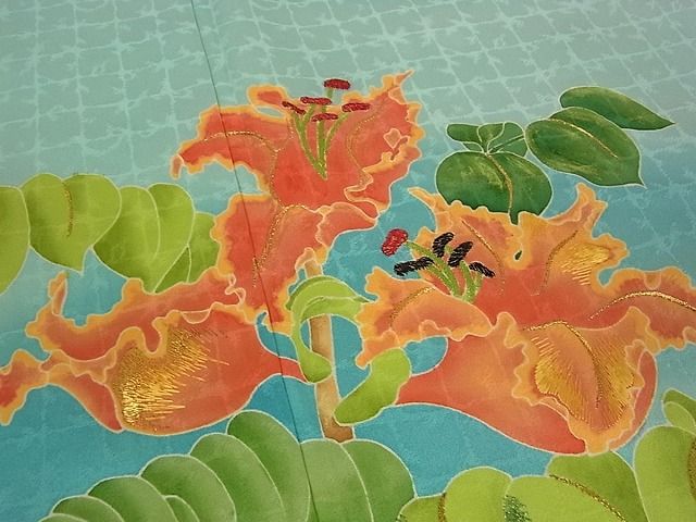 期間限定セール30％off●希少　創業130年　江戸染繍友禅　大彦　訪問着　洋花文　暈し染　金糸　逸品s442