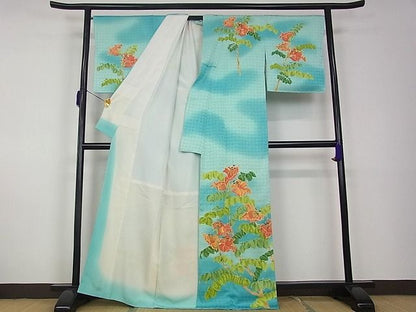 期間限定セール30％off●希少　創業130年　江戸染繍友禅　大彦　訪問着　洋花文　暈し染　金糸　逸品s442