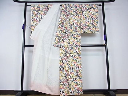平和屋本店■超希少　人間国宝　芹沢けい介　型絵染　伊呂波文　小紋　落款あり　逸品　未使用s241