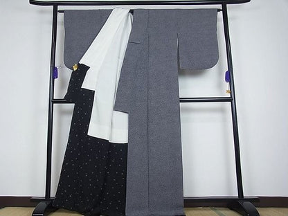 平和屋本店■極上　人間国宝　小宮康孝　江戸小紋　小桜　黒地　型：篠原雄次　逸品s1080