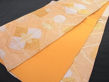 平和屋着物■六通柄袋帯 菊桐松文 金銀糸 正絹 逸品 A-dp3186