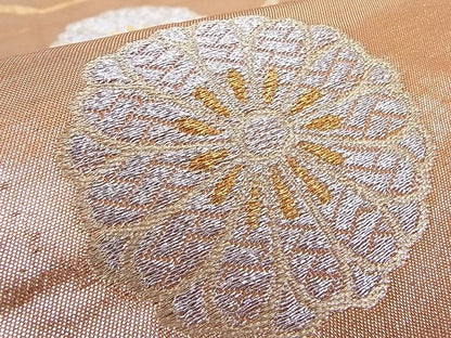 平和屋着物■六通柄袋帯 菊桐松文 金銀糸 正絹 逸品 A-dp3186