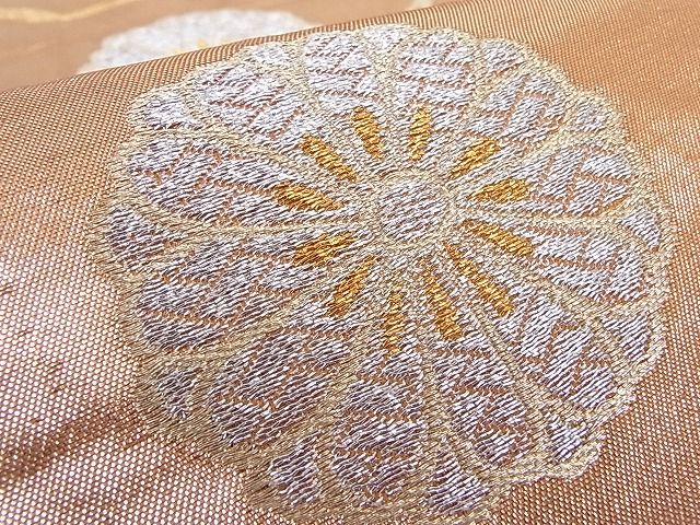 平和屋着物■六通柄袋帯 菊桐松文 金銀糸 正絹 逸品 A-dp3186