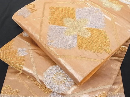 平和屋着物■六通柄袋帯 菊桐松文 金銀糸 正絹 逸品 A-dp3186