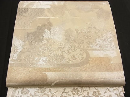 平和屋着物■西陣 六通柄袋帯 流水花唐草文 金銀糸 逸品 n-bj0577