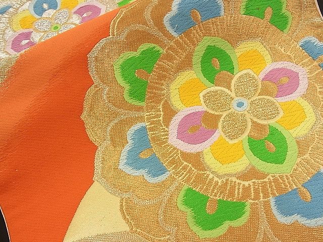 平和屋着物■六通柄袋帯 唐織 正倉院花文 金銀糸 逸品 n-bj0583