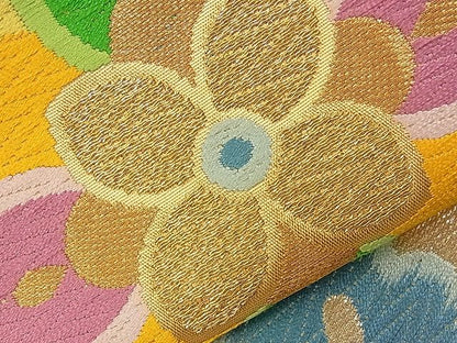 平和屋着物■六通柄袋帯 唐織 正倉院花文 金銀糸 逸品 n-bj0583