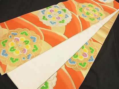 平和屋着物■六通柄袋帯 唐織 正倉院花文 金銀糸 逸品 n-bj0583