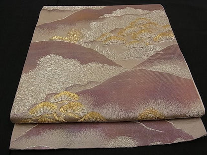 平和屋着物■六通柄袋帯 遠山松文 金銀糸 逸品 n-pe0015