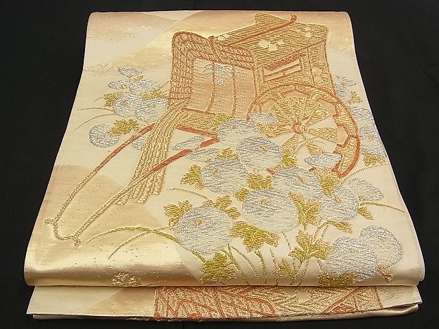 平和屋着物■西陣 六通柄袋帯 万寿菊御所車文 金銀糸 逸品 n-pe0028