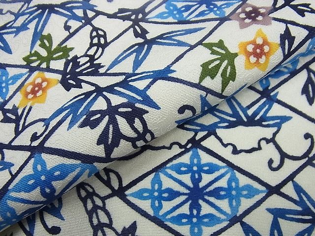 平和屋本店●最高級　城間栄順　本場琉球紅型　訪問着　菱草花文　逸品3s1809