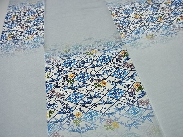 平和屋本店●最高級　城間栄順　本場琉球紅型　訪問着　菱草花文　逸品3s1809