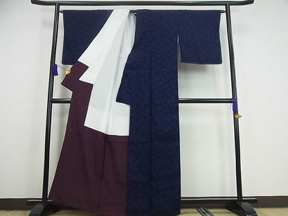 平和屋本店●極上 浦野理一 経節紬 型染 菊尽くし 逸品 未使用3s1830